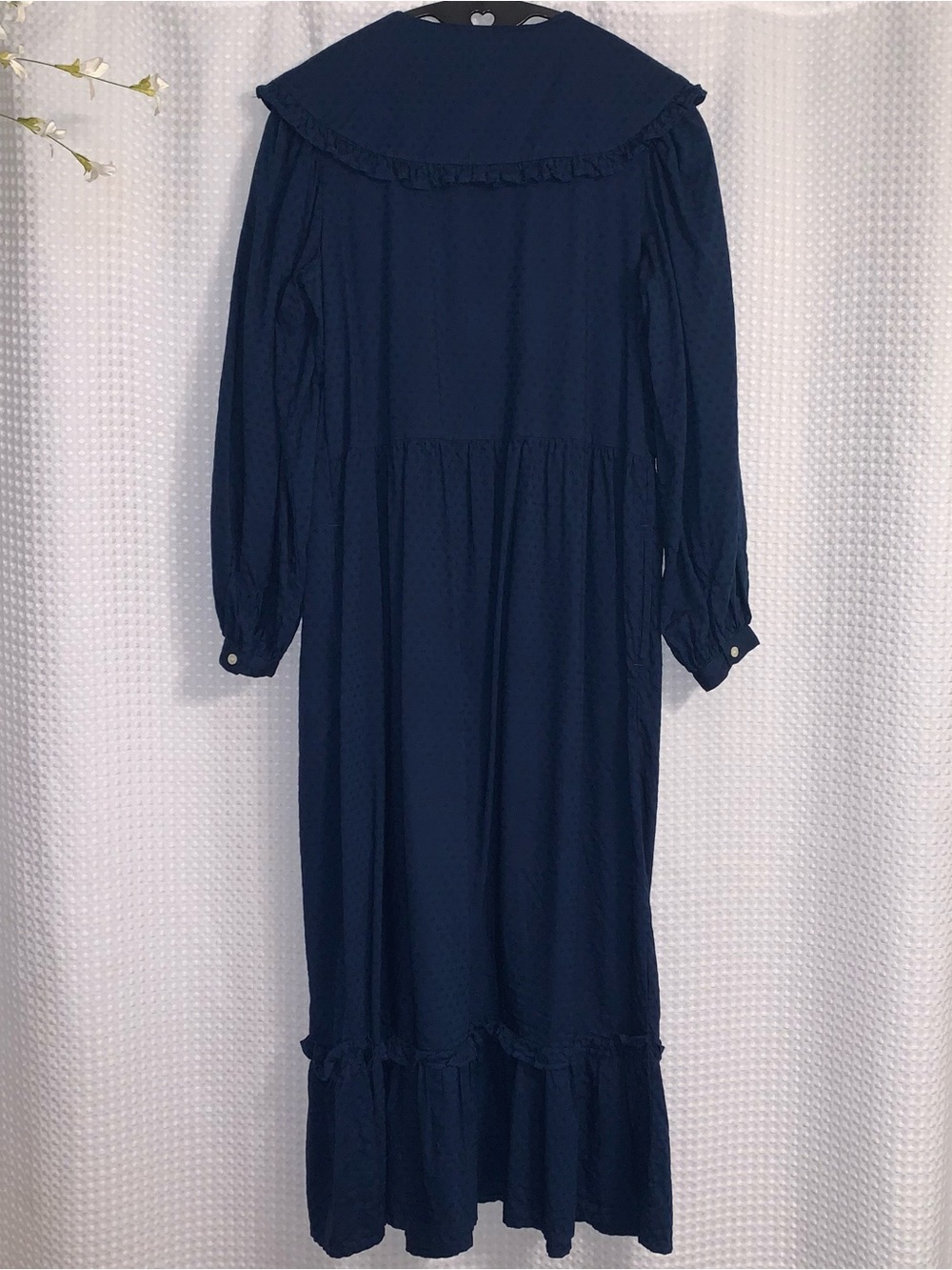 Universal Thread Collared Navy Cottagecore Ruffle Maxi Dress. S - Picture 2 of 8